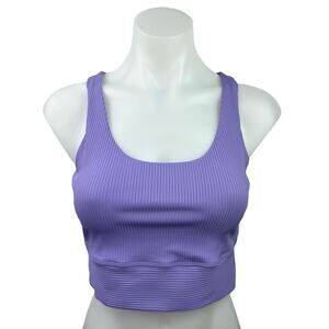 NEW Year of Ours Purple Ribbed Activewear Fitness Gym Crop Tank Sports Bra Top L